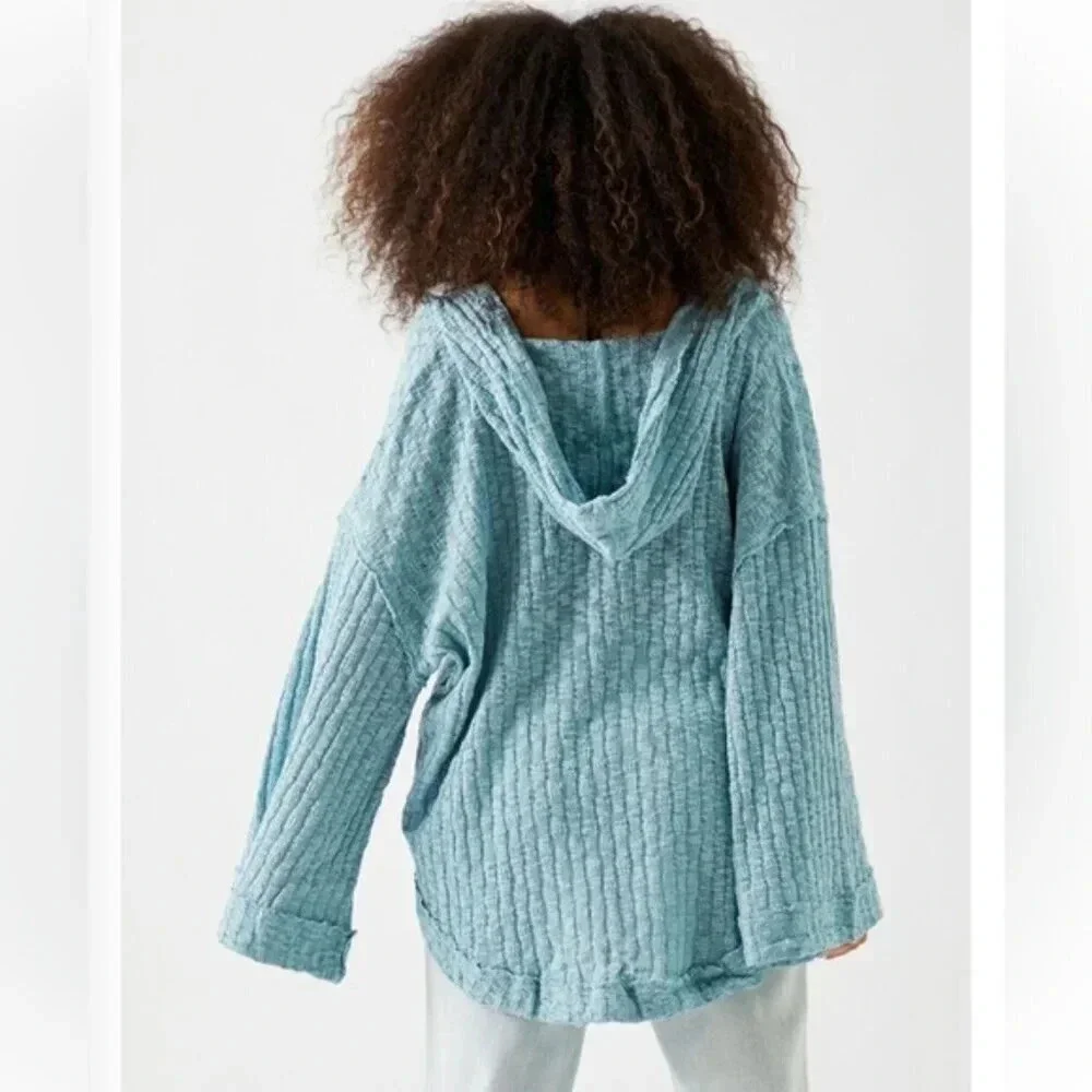 Free People Baja Babe Hooded Hacci Sweater